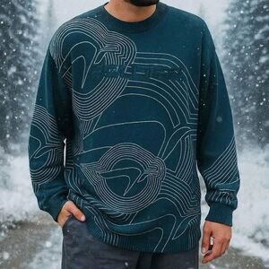 AZZURE Men’s Teal Graphic Crewneck Sweater
